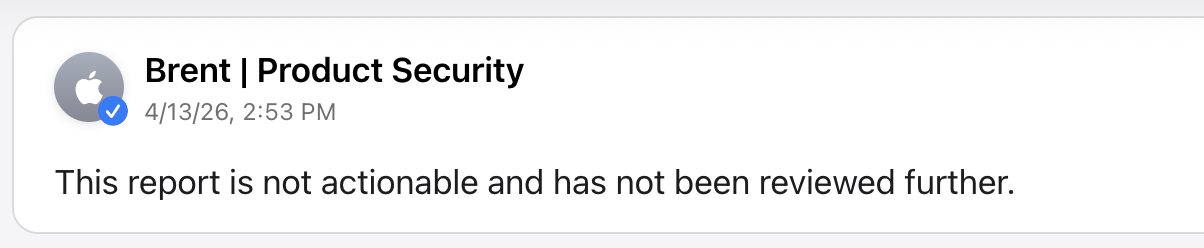 apple vdp response